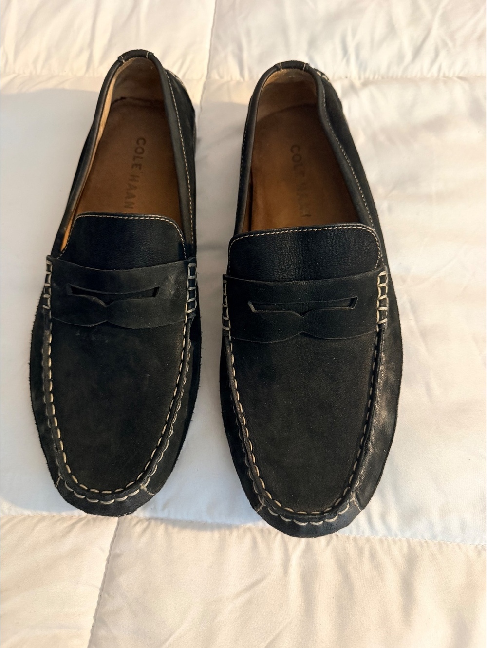 Cole Haan Men's Black Suede Leather Driving Loafers Size 10.